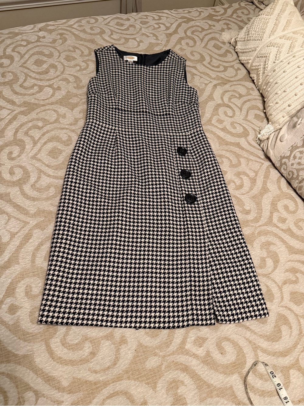 Talbots Black and White Houndstooth Midi Sheath Dress - Picture 7 of 15